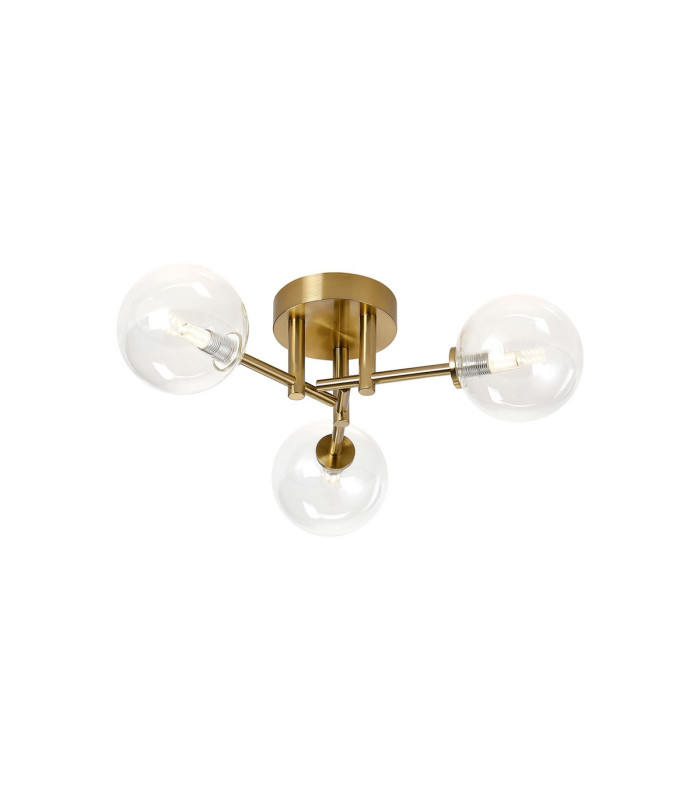 Tivoli 44.5cm Semi Flush Ceiling Round 3 Light G9 IP44 Brass Gold/Clear Smooth Round Glass-1