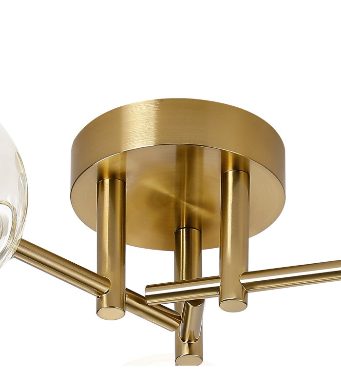 Tivoli 44.5cm Semi Flush Ceiling Round 3 Light G9 IP44 Brass Gold/Clear Smooth Round Glass-5