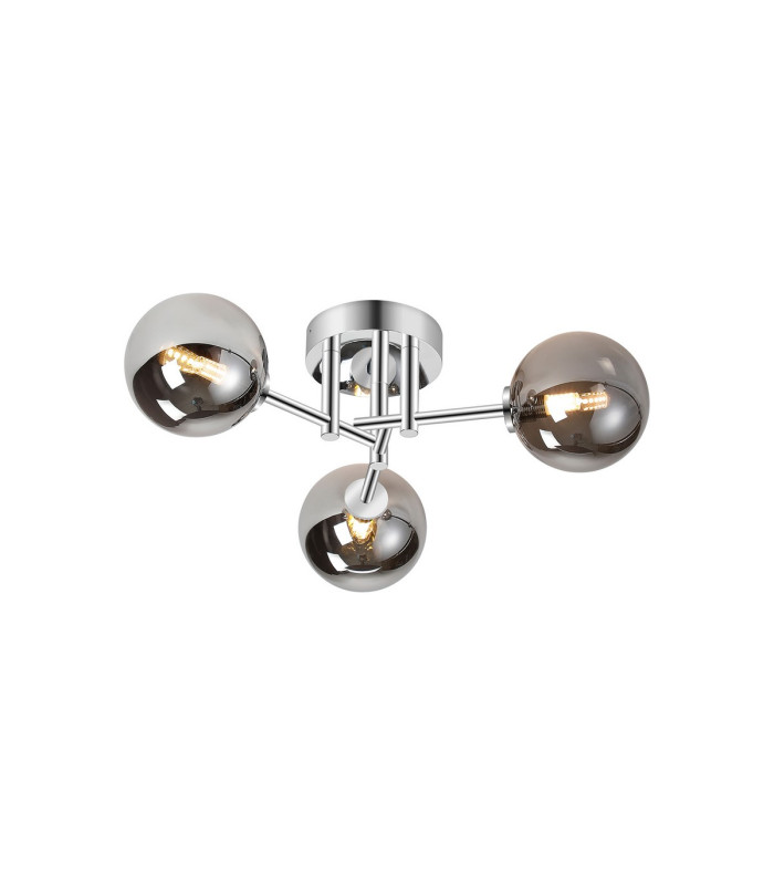 Tivoli 44.5cm Semi Flush Ceiling Round 3 Light G9 IP44 Polished Chrome/Smoke Smooth Round Glass-1