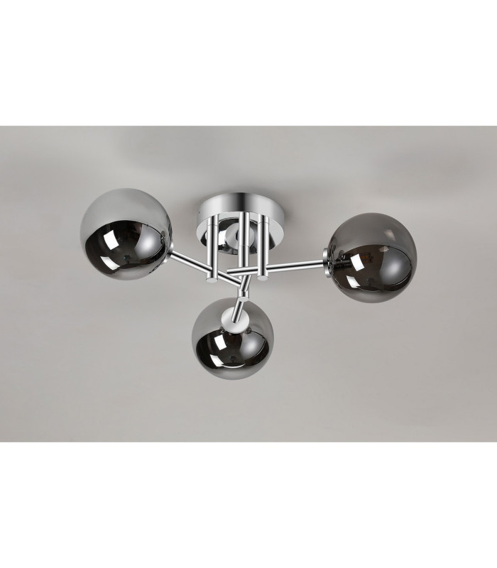 Tivoli 44.5cm Semi Flush Ceiling Round 3 Light G9 IP44 Polished Chrome/Smoke Smooth Round Glass-8