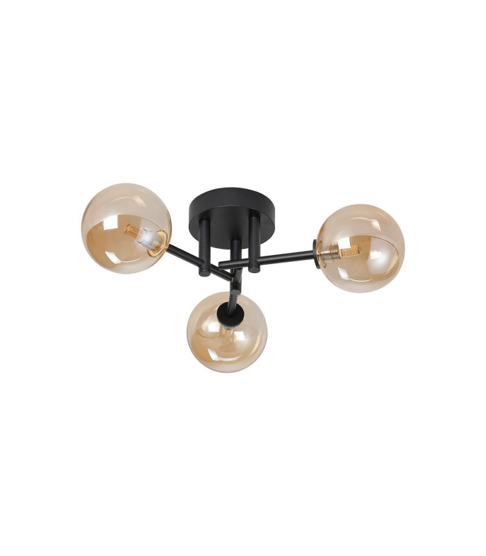 Tivoli 44.5cm Semi Flush Ceiling Round 3 Light G9 IP44 Satin Black/Amber Smooth Round Glass-4