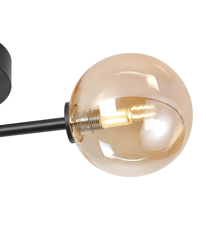 Tivoli 44.5cm Semi Flush Ceiling Round 3 Light G9 IP44 Satin Black/Amber Smooth Round Glass-6