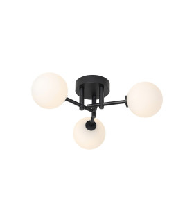 Tivoli 44.5cm Semi Flush Ceiling Round 3 Light G9 IP44 Satin Black/Opal Smooth Round Glass-1