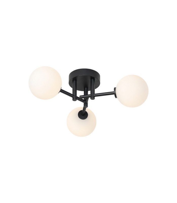 Tivoli 44.5cm Semi Flush Ceiling Round 3 Light G9 IP44 Satin Black/Opal Smooth Round Glass-1