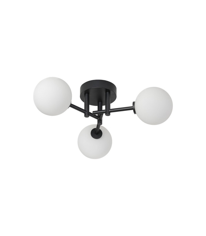 Tivoli 44.5cm Semi Flush Ceiling Round 3 Light G9 IP44 Satin Black/Opal Smooth Round Glass-5