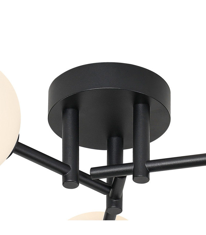 Tivoli 44.5cm Semi Flush Ceiling Round 3 Light G9 IP44 Satin Black/Opal Smooth Round Glass-6