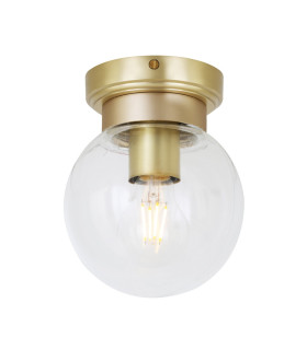Jordan Outdoor Globe Ceiling Light Satin Brass Clear Glass IP65