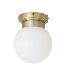 Jordan Outdoor Globe Ceiling Light Satin Brass Opal Glass IP65