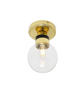 Ayr Outdoor Globe Ceiling Light Polished Brass Clear IP65-1