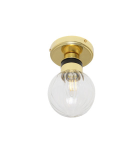Ayr Outdoor Globe Ceiling Light Polished Brass Prismatic IP65-1