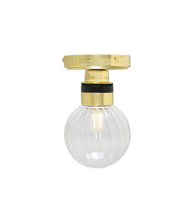 Ayr Outdoor Globe Ceiling Light Polished Brass Prismatic IP65-2