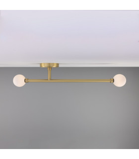 Gunning Bathroom Ceiling Light 71cm Satin Brass Opal IP44-1