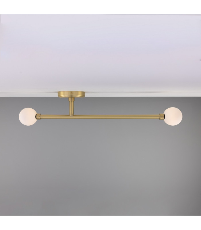 Gunning Bathroom Ceiling Light 71cm Satin Brass Opal IP44-1