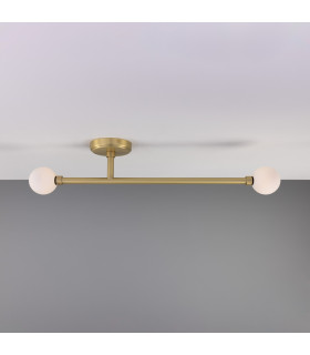 Gunning Bathroom Ceiling Light 71cm Satin Brass Opal IP44-2