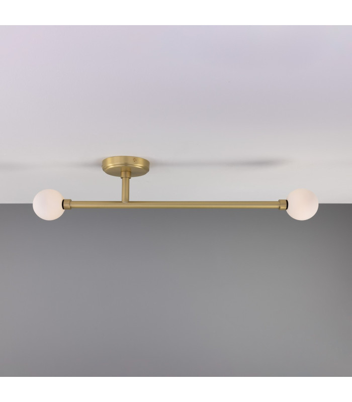 Gunning Bathroom Ceiling Light 71cm Satin Brass Opal IP44-2