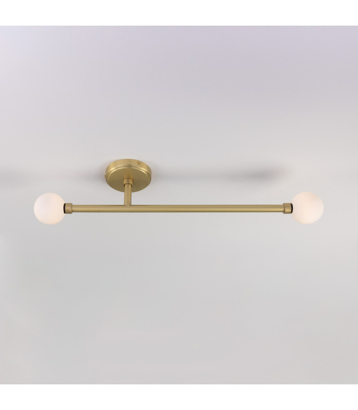 Gunning Bathroom Ceiling Light 71cm Satin Brass Opal IP44-3