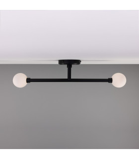 Monto Bathroom Ceiling Light 61cm Matt Black Opal IP44-1