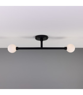 Monto Bathroom Ceiling Light 61cm Matt Black Opal IP44-2