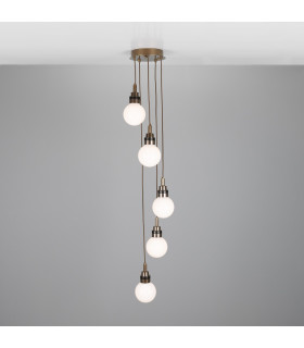 Seoul Outdoor 5 Light Antique Brass Opal Globe IP65-1