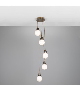 Seoul Outdoor 5 Light Antique Brass Opal Globe IP65-2