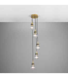Seoul Outdoor 5 Light Satin Brass Prismatic Globe IP65-2