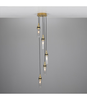 Seoul Outdoor 5 Light Satin Brass Clear Tube IP65-1