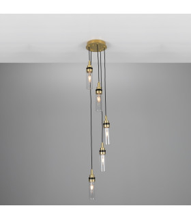 Seoul Outdoor 5 Light Satin Brass Clear Tube IP65-2