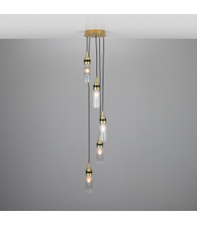 Seoul Outdoor 5 Light Satin Brass Prismatic Tube IP65-1