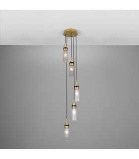 Seoul Outdoor 5 Light Satin Brass Prismatic Tube IP65-2