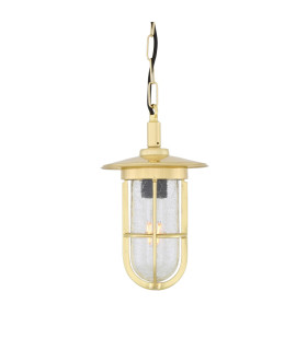 Ramor Outdoor Pendant Polished Brass Crackled Glass IP65-1