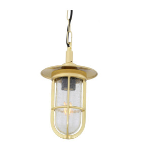 Ramor Outdoor Pendant Polished Brass Crackled Glass IP65-2