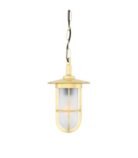 Ramor Outdoor Pendant Polished Brass Frosted Glass IP65