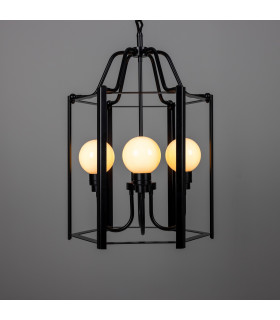 Portroe Outdoor 4-Arm Lantern Matt Black Opal Globe IP65-1