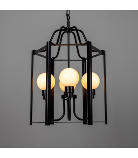 Portroe Outdoor 4-Arm Lantern Matt Black Opal Globe IP65-2