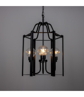 Portroe Outdoor 4-Arm Lantern Matt Black Prismatic Globe IP65