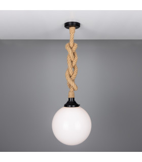 Azores Bathroom Rope Globe Pendant Matte Black IP44-2