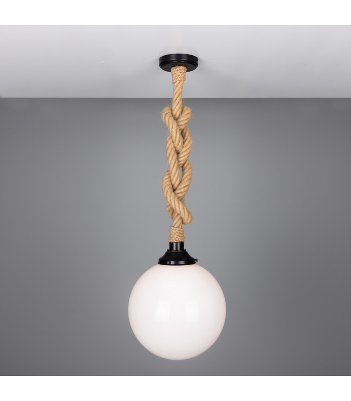 Azores Bathroom Rope Globe Pendant Matte Black IP44-2