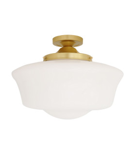 Schoolhouse Globe Ceiling Light Satin Brass
