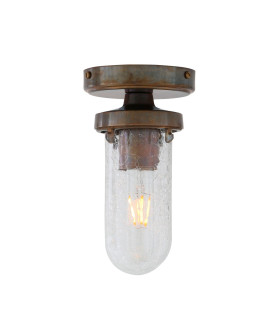 Oregon-B Outdoor Ceiling Light Antique Brass Crackled Glass IP65