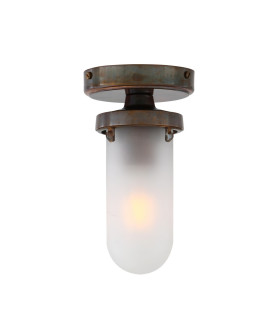 Oregon-B Outdoor Ceiling Light Antique Brass Frosted Glass IP65