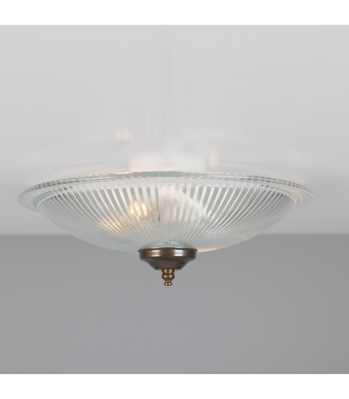 Nicosa Shallow Halophane Light Antique Brass