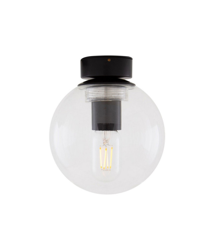 Venice Globe Ceiling Light Matt Black Clear