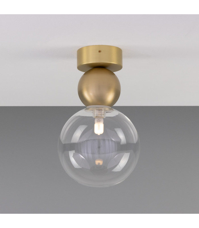 Helena Globe Ceiling Light Satin Brass Clear-3