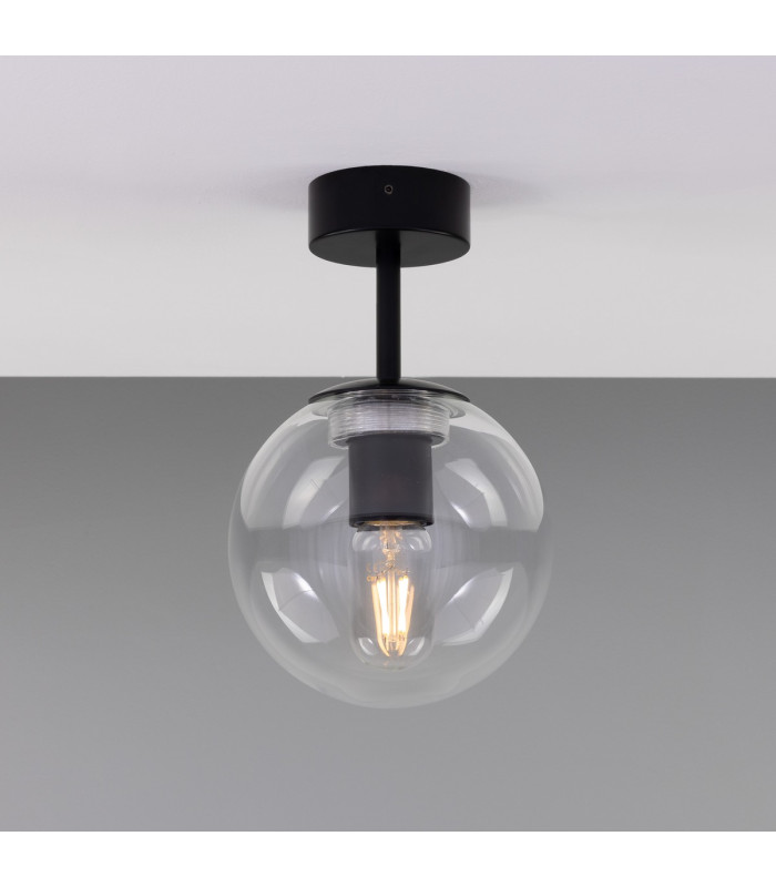 Venice Globe Ceiling/Globe Wall Light Matte Black Clear-1