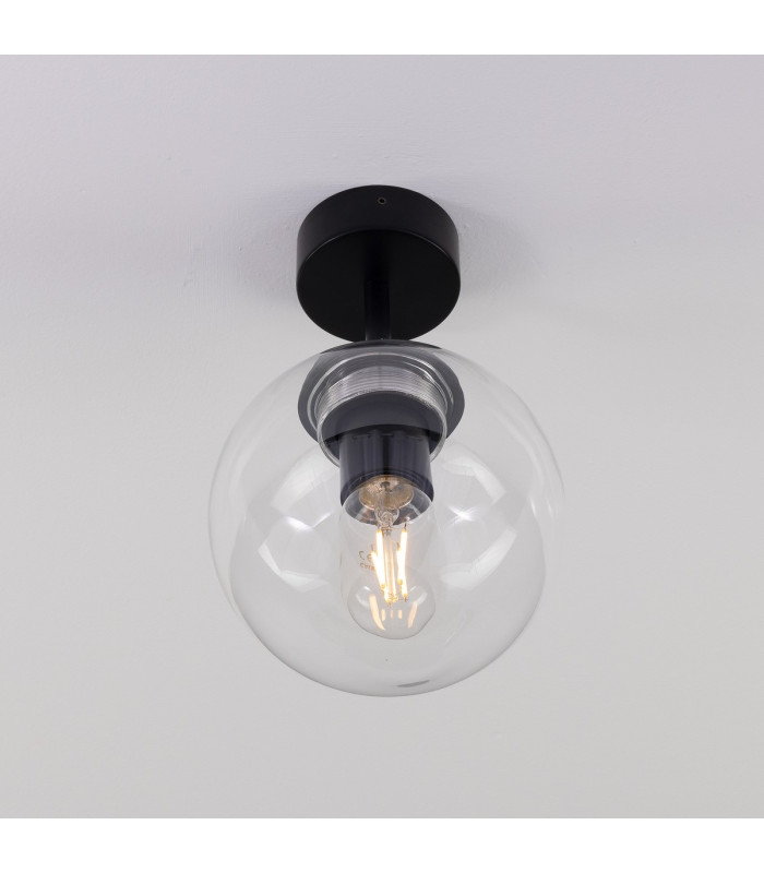 Venice Globe Ceiling/Globe Wall Light Matte Black Clear-3