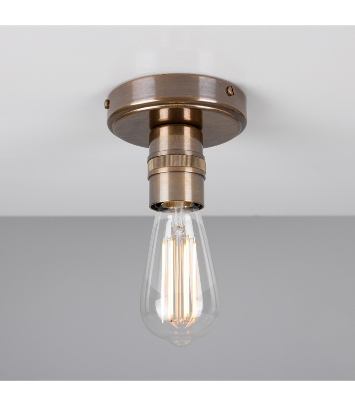 Devon Minimalist Brass Flush Ceiling Light Antique Brass-1