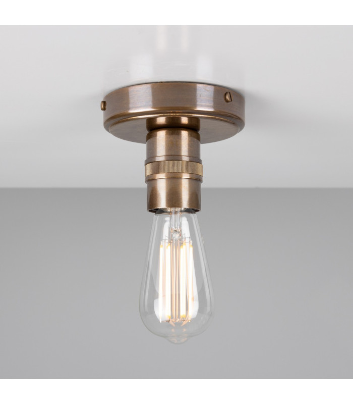 Devon Minimalist Brass Flush Ceiling Light Antique Brass-2