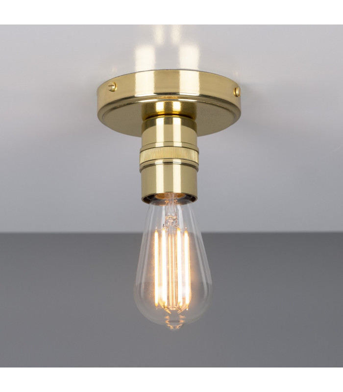 Devon Minimalist Brass Flush Ceiling Light Polished Brass