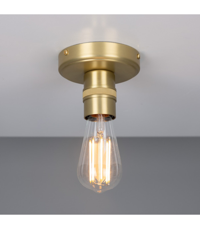 Devon Minimalist Brass Flush Ceiling Light Satin Brass