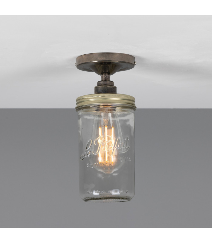 Jam Jar Flush Ceiling Light Antique Silver-1